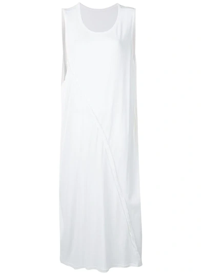 Y's Gathered Sleeve Midi Shirt Dress In White