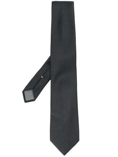 Canali Pointed Tip Silk Tie In Black