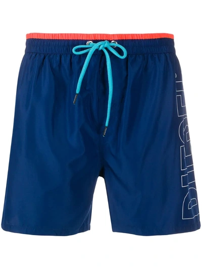 Diesel Logo-print Swim Shorts In Blue