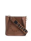 Stella Mccartney Mini Stella Logo Shoulder Bag In Brown