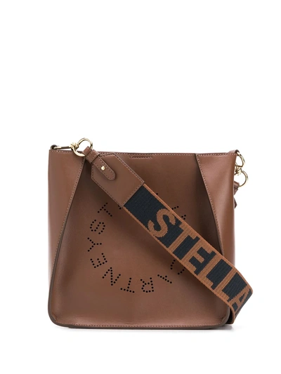 Stella Mccartney Mini Stella Logo Shoulder Bag In Brown