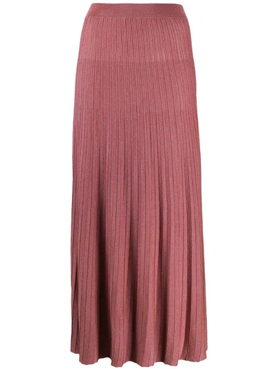 Roberto Collina High-rise Pleated Knit Skirt In Pink