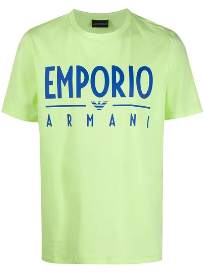 Emporio Armani Logo Print Relaxed-fit T-shirt In Yellow