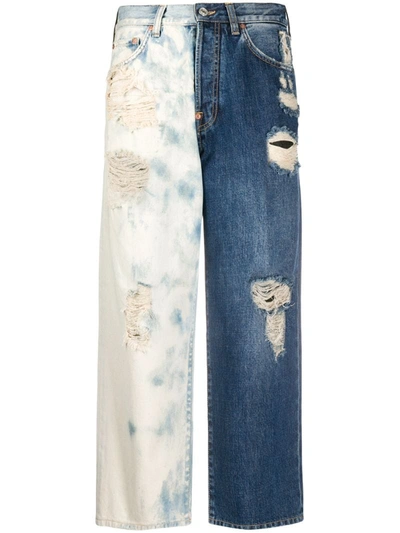 Givenchy Two-tone Cropped Jeans In Blue