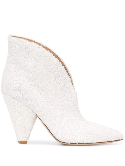 P.a.r.o.s.h Sequinned Ankle Boots In White