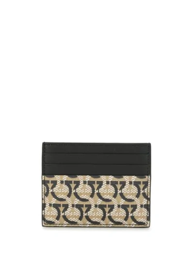 Ferragamo Gancini Pattern Cardholder In Brown