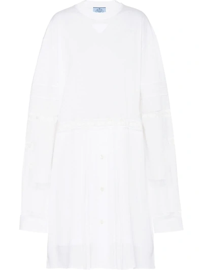 Prada Jersey And Crepe De Chine Dress In White