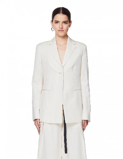 The Row Ivory Silk & Linen Kiro Jacket In White