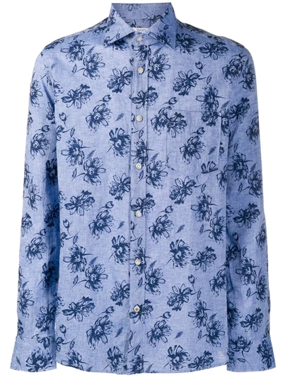 Seventy Long Sleeve Floral Print Shirt In Blue