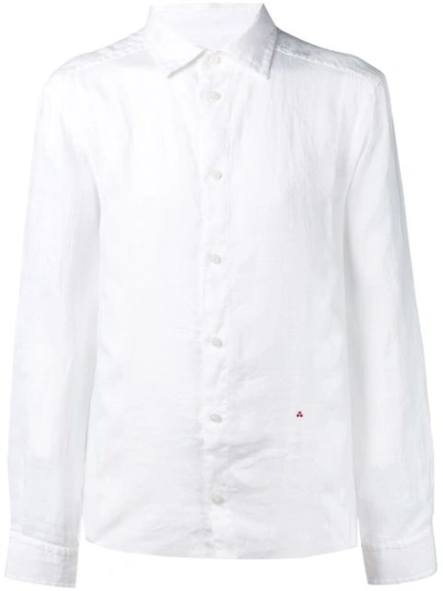 Peuterey Long-sleeved Linen Shirt In White