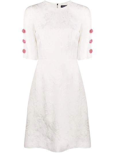 Dolce & Gabbana Jacquard Floral Dress In White