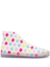 Ireneisgood 10mm Unicorn Print Cotton Hi Top Sneaker In White