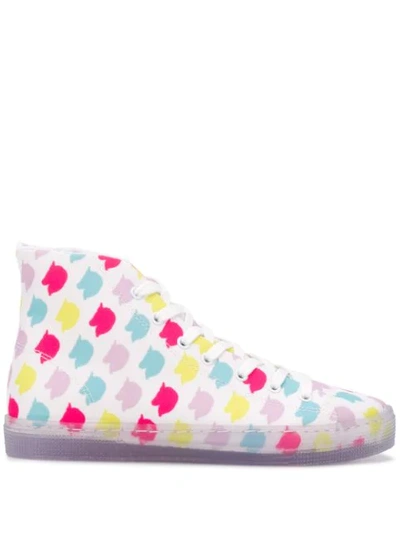 Ireneisgood 10mm Unicorn Print Cotton Hi Top Trainer In White