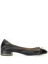 Tory Burch Minnie 25mm Cap-toe Ballerina Shoes In Black