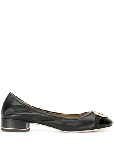 Tory Burch Minnie 25mm Cap-toe Ballerina Shoes In Black