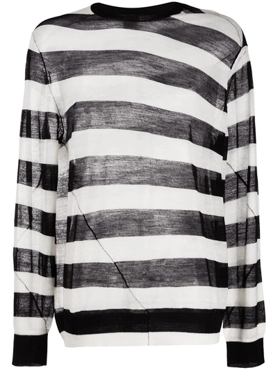 Ann Demeulemeester Black & White Wool Egil Sweater In Multicolor