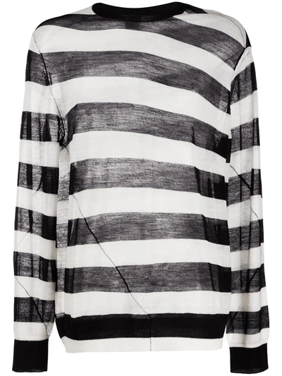 Ann Demeulemeester Black & White Wool Egil Jumper In Multicolor