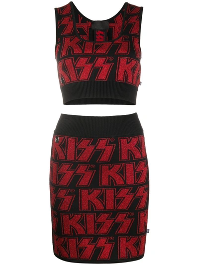 Philipp Plein Rock Band Jacquard Two-piece Set In Red