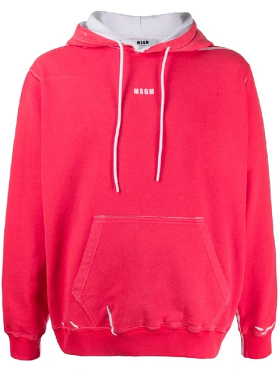 Msgm Faded Logo Hoodie In Pink