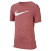 Nike Dri-fit Big Kids' Swoosh Training T-shirt In Gym Red,heather,white
