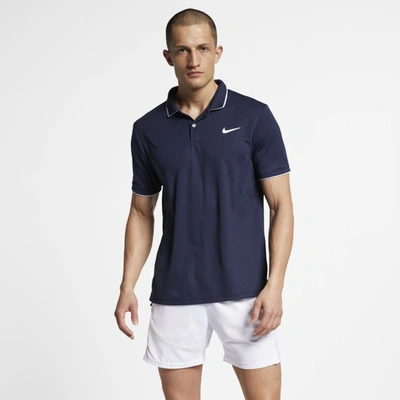 Nike Court Dri-fit Men's Tennis Polo (obsidian) In Obsidian,white,white,white