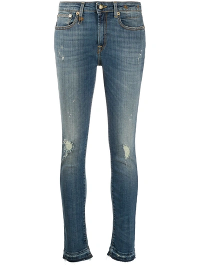 R13 Mid Rise Cropped Jeans In Blue
