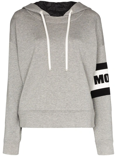 Moncler Logo Stripe Hoodie In Grey