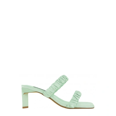 Senso Luna Satin Ruched Sandals In Green