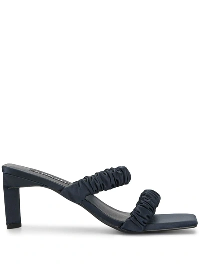 Senso Luna Satin Ruched Sandals In Blue