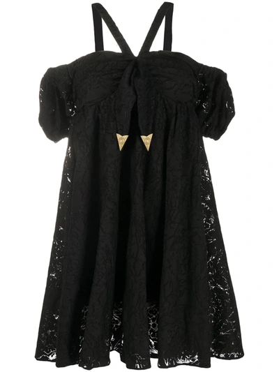 Versace Jeans Couture Lace Mini Dress In Black