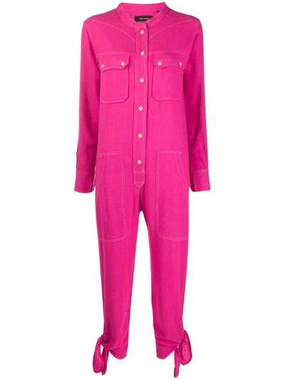 Isabel Marant Buttoned Ankle-tie Cropped Jumpsuit In Pink