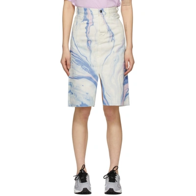 Aries Marble-print Knee-length Denim Skirt