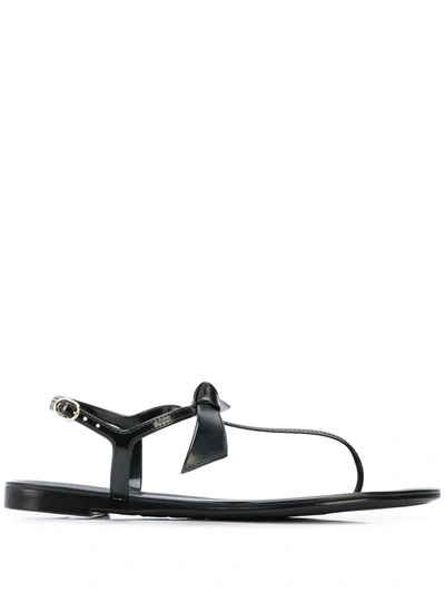 Alexandre Birman Clarita Bow-embellished Rubber Sandals In Black