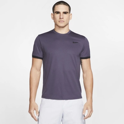 Nike Court Dri-fit Men's Short-sleeve Tennis Top In Grey