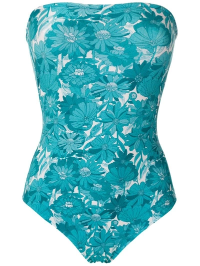 Adriana Degreas Maiô Floral-print One Piece In Blue