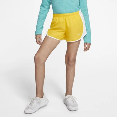Nike Dri-fit Tempo Big Kids' (girls') Running Shorts In Yellow