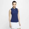 Nike Dri-fit Victory Womenâs Sleeveless Golf Polo In Blue Void,white,white