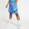 Nike Sportswear Club Fleece Big Kidsâ Shorts In Pacific Blue,pacific Blue,green Spark