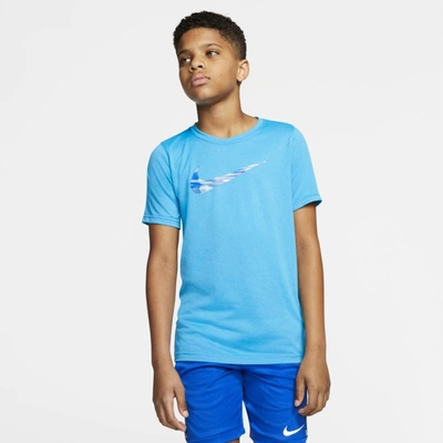 Nike Dri-fit Big Kids' Training T-shirt In Laser Blue