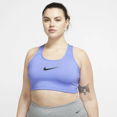 Nike Swoosh Women's Medium-support Non-padded Sports Bra (plus Size) In Blue