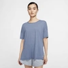 Nike Yoga Women's Short-sleeve Top (diffused Blue) - Clearance Sale In Diffused Blue,heather,obsidian Mist
