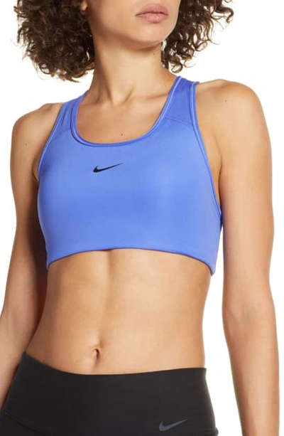 Nike Swoosh Women's Medium-support Non-padded Sports Bra (sapphire) - Clearance Sale In Sapphire/ Black