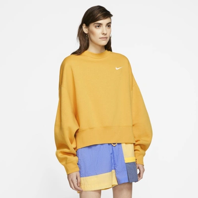 Nike Sportswear Essential Women's Fleece Crew In Brown