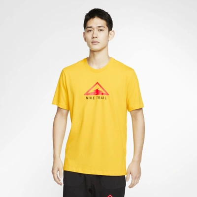 Nike Dri-fit Trail Men's Trail Running T-shirt In Speed Yellow