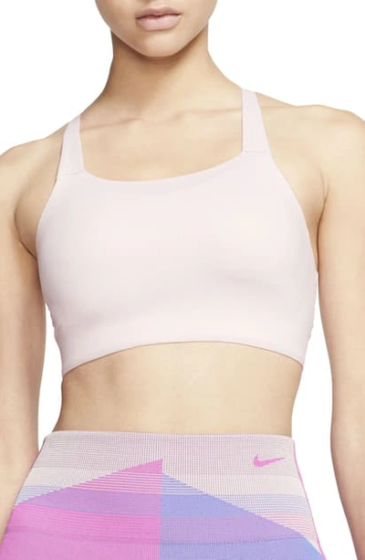 Nike Swoosh Luxe Women's Medium-support Padded Longline Sports Bra (barely Rose) - Clearance Sale In Pink