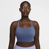 Nike Swoosh Luxe Women's Medium-support Padded Longline Sports Bra In Diffused Blue,obsidian Mist