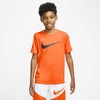 Nike Dri-fit Big Kids' Swoosh Training T-shirt In Hyper Crimson,black