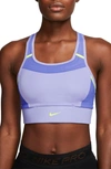 Nike Swoosh Women's Medium-support 1-piece Pad Pocket Sports Bra (light Thistle) - Clearance Sale In Light Thistle/ Sapphire