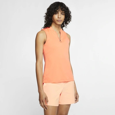 Nike Dri-fit Womens Sleeveless Golf Polo In Orange