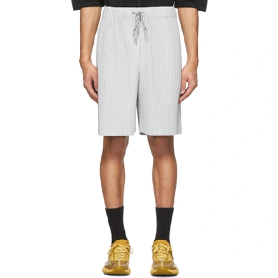 Issey Miyake Homme Plisse  Grey Pleated Shorts In 11 Ltgray